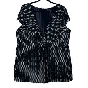 SWIM By Cacique Women's Size 26 Tankini Top Black White Polka Dots Wireless